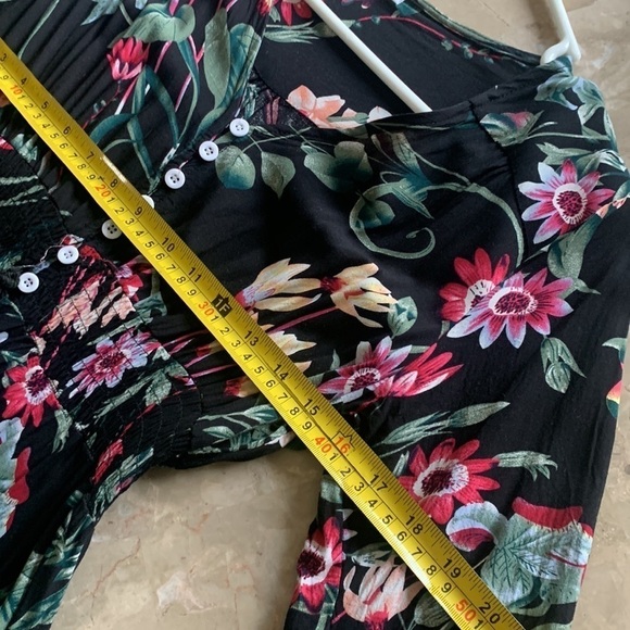 Floral Printed Button Up Half Sleeve Split Flowy Party Long Dress Fall Dress M - Picture 13 of 16